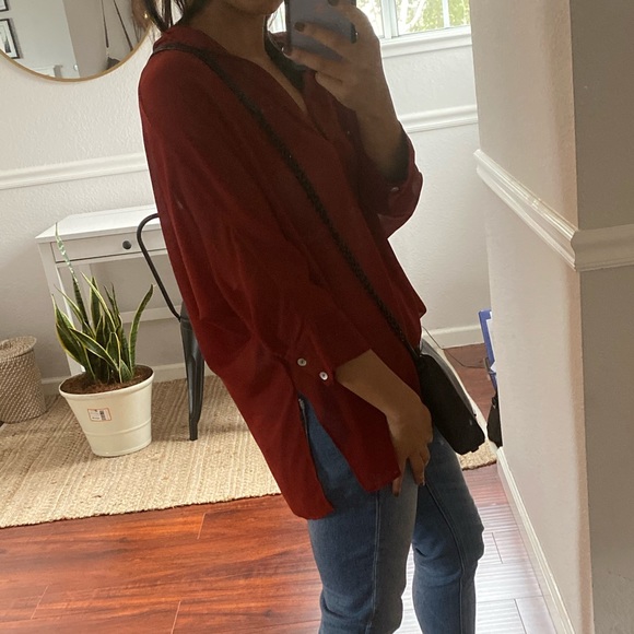 Burgundy Sheer Blouse - Picture 4 of 4